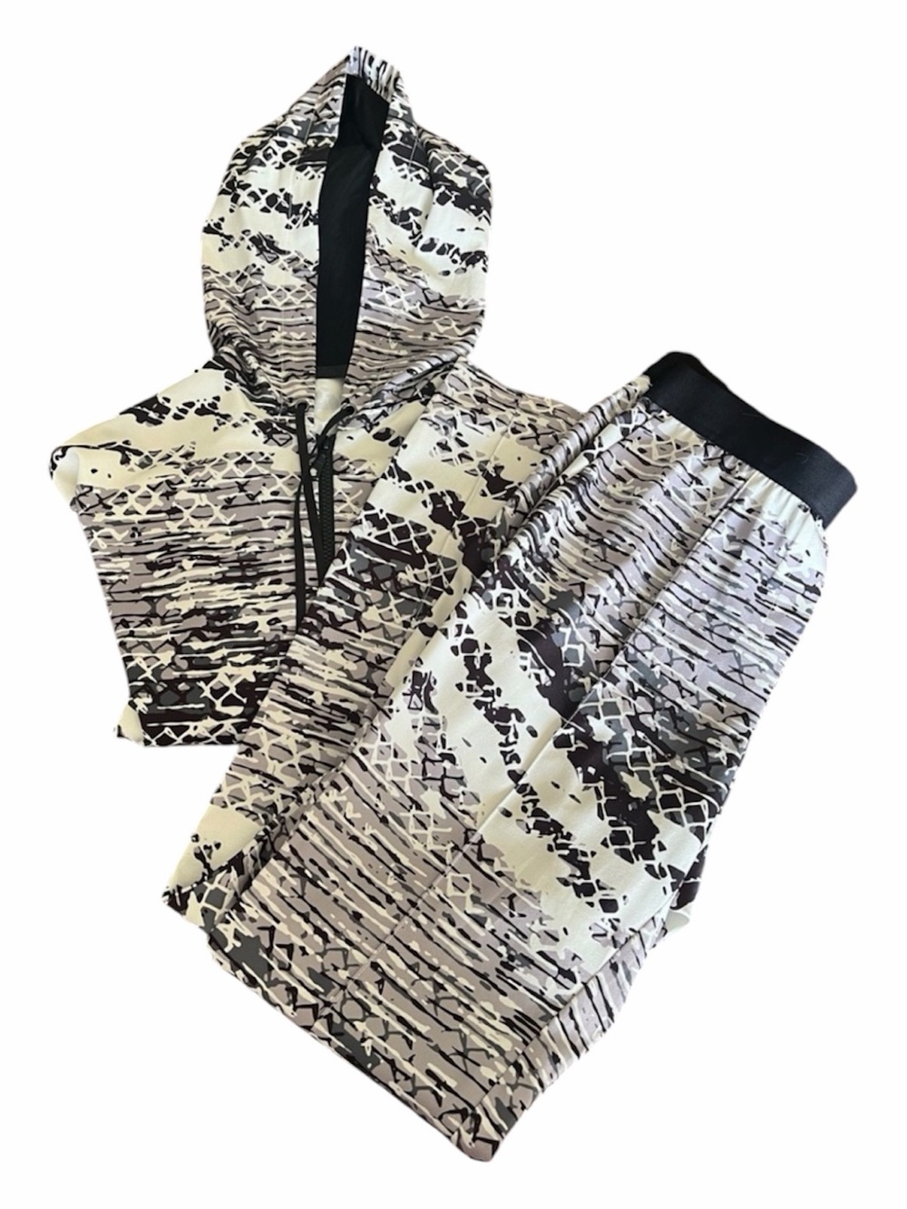 L.A.M.B. Black White Abstract Print Tracksuit Gwen Stefani Hoodie Pants lamb